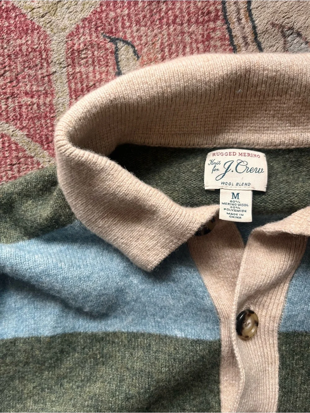 J. Crew merino blend rugby stripe sweater size medium